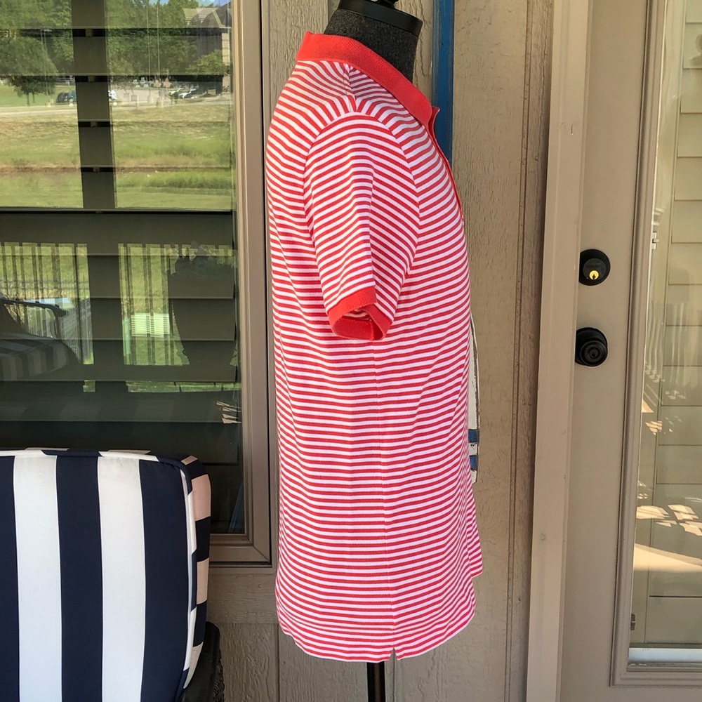 LACOSTE Men’s Coral & White Micro-Stripe Cotton Pique Knit Shirt - Size EU6/US L - Picture 6 of 12
